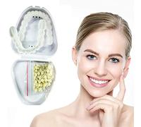 Instant Perfect Smile Dentures Teeth Comfort Fit Flex Cosmetic Teeth Veneers, Upper and Lower Natural Fake Teeth Braces Whitening False Teeth for Men and Women, 1 Size Fits Most