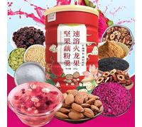 Instant Pitaya Fruit Nut Lotus Root Powder Soup, Red Date Hawthorn Dried Lotus Root Soup 500g/can, Chinese Healthy&Nutritious Grain Breakfast, Casual Snacks, Coarse grain Congee, Dim Sum (2 cans)