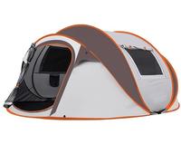 Instant Pop Up Camping Tent, 4-5 Person Tents, Automatic Set Up Tent in 3 Seconds,Waterproof Sunshade Family Tents, Portable Lightweight Dome Tent for Outdoor Camping,Hiking (Grey & Brown)