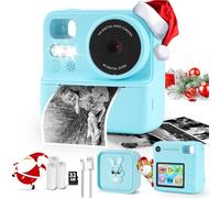 Instant Print Camera for Kids, 2.8 Inch Screen Kid Digital Cameras with A Protective Silicone Bag, Christmas Birthday Gifts for Girls Boys Age 3-12 (Blue)
