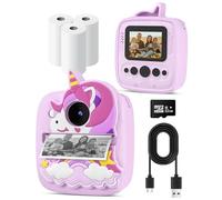 Instant Print Camera for Kids 3-12 Years, Thermal Print Kids Camera Toy is a Surprise Gift for Girls & Boys with 32G SD Card, 48 MP Photo, 1080P Video, 3 Rolls of Photo Paper (Purple)
