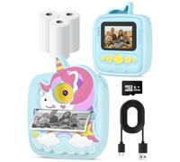 Instant Print Camera for Kids 3-12 Years, Thermal Print Kids Camera Toy is a Surprise Gift for Girls & Boys with 32G SD Card, 48 MP Photo, 1080P Video, 3 Rolls of Photo Paper (Blue)