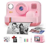 Instant Print Camera for Kids, App Printing, 1080P Video, Dual-Lens Selfie Digital Camera with 32G SD, Christmas Birthday Gifts for Girls Boys 4 5 6 7 8 9 10 11 12 Year Old, Portable Toddler Toy