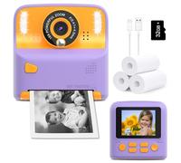 Instant Print Camera for Kids, Christmas Birthday Gift for 3-12 Year Old Girls Boys, Children Digital Cameras Print Black and White Photo for Toddler Toys, 2.4In Screen with 32GB Card (Purple&Orange)