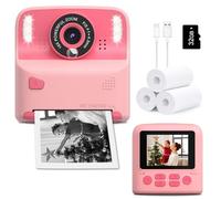Instant Print Camera for Kids, Christmas Birthday Gift for 3-12 Year Old Girls Boys, Zero Ink Digital Camera Print Black and White Photo for Toddler Toys, 2.4 inch Screen with 32GB Card (Pink)