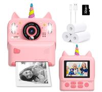 Instant Print Camera for Kids - Christmas Birthday Gift Toy for 3-9 Year Old Girls and Boys, Digital Selfie Cameras with Cartoon Soft Silicone Cover,