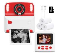 Instant Print Camera for Kids, Christmas Birthday Gifts Toys for Girls Boys Age 3-12, Portable Travel for Toddler Children Digital Cameras with 32GB Card That Prints Black White Photos (White&Red)