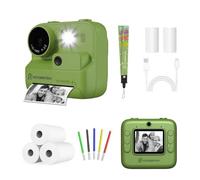 Instant Print Camera for Kids - No Ink Needed, 2.4" Screen, Selfie & 1080P Video, 10X Zoom, 3 Paper Rolls, Stickers & Markers, Fun Creative Gift for Boys & Girls Ages 3 4 5 6 7-12- FENORATRIX Green
