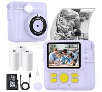 Instant Print Camera for Kids with 3 Rolls Printer Paper, 1080P Toddler Digital Camera Toy for Children Aged 3-12 Years with 32GB SD Card, Christmas and Birthday Gifts for 3 4 5