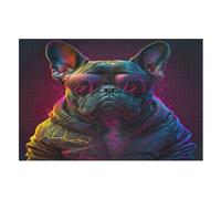 Instant Print Frenchie Wooden Jigsaw Puzzles for Adults Hard Poster Puzzle 1000 Piece Precise Interlocking Educational Game Toys (75×50cm)