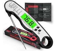 Instant Read Meat Thermometer Digital - Waterproof Food Thermometer with Backlight for Cooking, Grill, Candy, Kitchen & Stocking Stuffers for Men - Black