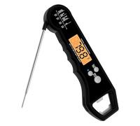 Instant Read Meat Thermometer Digital Waterproof with Backlight and Calibration Digital for Kitchen Outdoor Grilling and BBQ (Black)