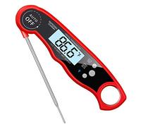 Instant Read Meat Thermometer Waterproof Thermometer with Large Backlit LCD Calibration and Backlight Functions Thermometer for BBQ. Meat. Tea. Milk. Soup. (red)