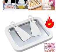 Instant Rolled Ice Cream Maker Pan Machine Frozen Yogurt Sorbet with 2 Spatulas