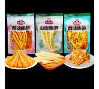 Instant spicy red oil bamboo shoots, crispy bamboo shoots, Bamboo shoot slices, bamboo shoot tips Spicy strips, Hand-peeling bamboo shoots,Vegetable pickles，snack (Mix and match flavors,2 bag)