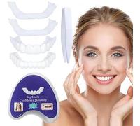 Instant Teeth Veneers Dentures, 2 Pairs Clip in Veneers Teeth for Upper and Lower Jaw, False Teeth Snap on Veneers Teeth for Men Women Temporary Denture