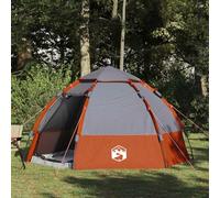 Instant Tent, 185T Polyester, Camping, Grey and Orange, 4-Person