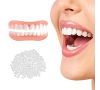 Instant Veneers Dentures 2 Pcs Clip in Veneers Teeth Upper and Lower, Silicone Reline Denture Set for Man and Women, Full Mouth Coverage Smile Teeth Cosmetic for Whitening