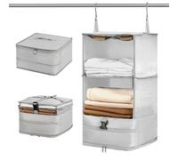 Instant Wardrobe For Suitcase 3-Tier Foldable Hanging Packing Cubes With 2 Hooks Portable Large Capacity Zipper Hanging Travel Shelves 11.8x11.8x25.2