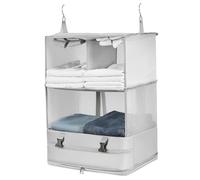 Instant Wardrobe for Suitcase, 3-tier Foldable Hanging Packing Cubes with 2 Hooks, Portable Large Capacity Zipper Hanging Travel Shelves with Handle for Travel 17.3x11.8x25.2", Organiz