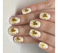 Instantly Press On Nails Pack Of 24 Fall Inspired Glitters Design Leaf Detailing Comfortable Artificial Nails Press On Nail