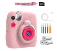 Instantly Print Camera For Kids With 32GB Card Coloring Pen 1080P Retro Design For Ages 3-12 Durability& Safe Materials Kids Instantly Print Camera