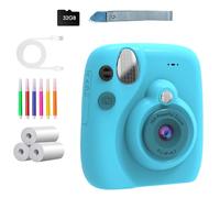 Instantly Print Camera For Kids With 32GB Card Coloring Pen 1080P Retro Design For Ages 3-12 Durability& Safe Materials Kids Instantly Print Camera