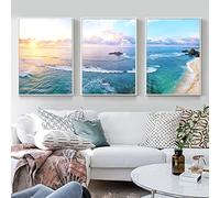 Instarry 5D DIY Diamond Painting Full Drill Triptych Sea Landscape Mosaic Crystal Embroidery Wall Decor 59.1x23.6 inch