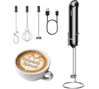 InstaWhisk Milk Frother with Variable Speed, Rechargeable Coffee Frother Wand with Detachable Double Whisk, Drink Mixer Handheld Electric Stirrer for Latte, Cappuccino, Matcha, Almond Milk, Protein