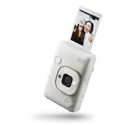 INSTAX mini LiPlay Hybrid instant camera with rear 2.7 inch LCD display screen, Micro SD card slot, USB Type-c charging, Misty White, film sold separ