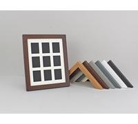 Instax Mini Multi Aperture Wooden Photo Frame. Holds nine instax sized Photos. 10x8" Frame. Portrait or Landscape. Stand or Hang. (Walnut Frame)