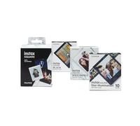 Instax SQUARE Instant Film 3 Pack Bundle, 1 X 10 Shot Black, 1 X 10 Shot White Marble, 1 X 10 Shot Star Illumination Border