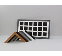 Instax Square Multi Aperture Wooden Photo Frame. Holds Eighteen 62mmx62mm sized Photos. 25x50cm. Handmade by art@home in the UK. (Black Frame)