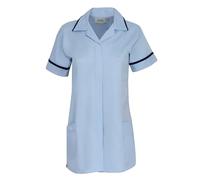 Instex Womens Nurses Healthcare Tunic, Dental Vet Salon, Sky Blue with Navy Trim, Pointed Collar INS32SK-N (UK 20 / EU 48 (to FIT Bust 45"/114cm))