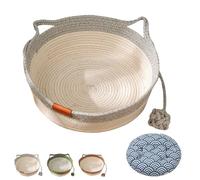 Instinct Basket for Cats, Natural Rope Handwoven Cat Basket Bed，Gray L