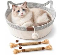 Instinct Basket for Cats, Natural Woven Cat Bed，Gray：S(up to 9Lb)
