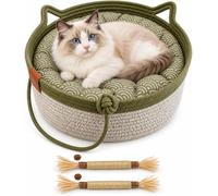 Instinct Basket for Cats, Natural Woven Cat Bed，Green a：L(up to 27Lb)