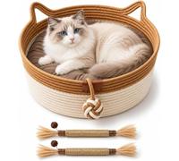 Instinct Basket for Cats, Natural Woven Cat Bed，Orange a：L(up to 27Lb)
