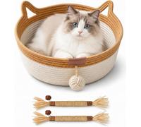 Instinct Basket for Cats, Natural Woven Cat Bed，Orange：S(up to 9Lb)