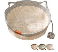Instinct Basket,Handwoven cat Basket,Cats Ear Design,Breathable All Season Universal,Scratch-Resistant Interactive Pet Nest,Easy to Clean,Flexible Walls to Fight Boredom & Protect Furniture (Gray,M)