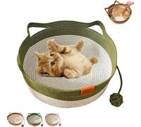 Instinct Basket, Stimuli Cat Bed with Toy Tail, Cats Ear Design, Breathable All Season Universal, Scratch-Resistant - for Cats (Green,Small)