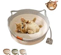 Instinct Basket, Stimuli Cat Bed with Toy Tail, Cats Ear Design, Breathable All Season Universal, Scratch-Resistant - for Cats (Grey,Small)