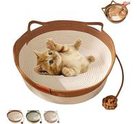 Instinct Basket, Stimuli Cat Bed with Toy Tail, Cats Ear Design, Breathable All Season Universal, Scratch-Resistant - for Cats (Brown,Medium)