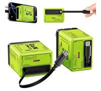 Instinctive - Powernest 2-in-1 Fast GaN Charger 120w (Type C/L), Retractable Cables & All in One Foldable Plug for iPhone, Dual Port Output, Fast Charging Power Adapter for Smartphone (2pcs Green)