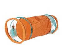 Instincts by SmartyKat Teaser Tunnel Activity Tunnel Cat Toy w/Fringe & Feather Teaser Cat Toy - Orange, One Size