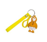 INSTITIZER Cute Duck Keychain Cartoon Rubber Duck Key Pendant Cartoon Animal Keyrings for Kids Duck Wear Raincoat Key Holder with Rope Bag Pendant Decoration Gifts
