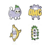 INSTITIZER Cute Enamel Pins Anime Pins Set Cartoon Cat Bird Mouse Mice Enamel Brooch Pin Hat Button Badge OMG Letters Pins Metal Brooch for Clothing Backpacks Jackets Jewelry DIY Accessory Kawaii Gift