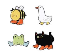 INSTITIZER Duck Frog Bee Black Cat Brooch Pin Coat Collar Badge Cute Animal Enamel Brooch Pin Set Clothing Bag Accessory Kawaii Gift for Women Men Girls Boys