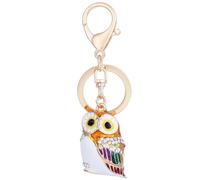INSTITIZER Enamel Owl Keychain Charm Bird Key Ring Crystal Rhinestone Sparkling Keychain Bag Handbag Purse Car Keys Pendant Colorful Charm Gift for Women Men