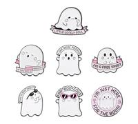 INSTITIZER Lovely Ghost Brooch Lapel Pins Set, Cute Halloween Pins for Women, Girl I’m A Free Spirit Pins, English Words, Schoolbag Festival Decoration